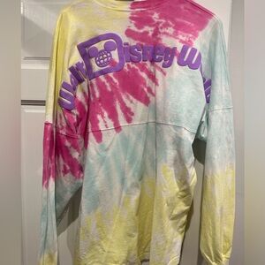 Walt Disney World Spirit Jersey Tie dye pink blue yellow neon pastel Large